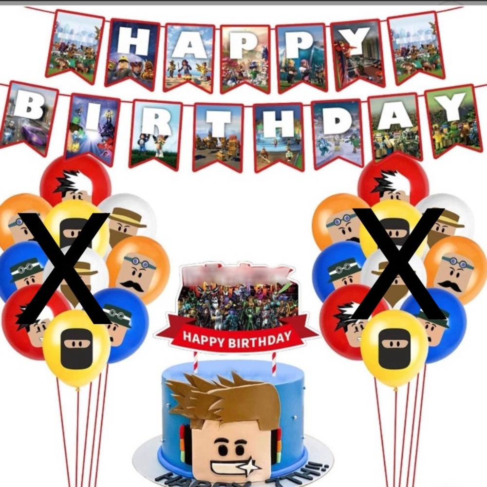 Roblox Birthday Banner & Cake Topper Only